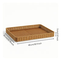 Rattan Tray Natural Woven Basket Tray Handwoven for Desktop, Shelf