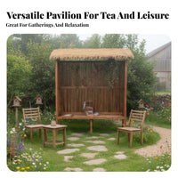Wooden Tea House Solid Wood Thatched Roof Gazebo Rustic Design Japanese Design Pergola for Homestay Managers, Homeowners, Courtyard, Backyard, Patio