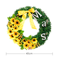 Sunflower Christmas Wreath PVC Simulation Garland for Front Door Decoration
