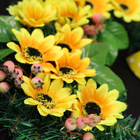 Sunflower Christmas Wreath PVC Simulation Garland for Front Door Decoration