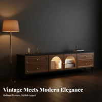 Nostalgic Television Cabinet Stand with Drawers Vintage Aesthetic Wide TV Stand Versatile Living Room Storage for Homeowners, Families, Lounge