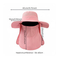 Quick-Drying Wide Brim Fishing Hat Detachable Flaps Sun Hat with Neck Flap Breathable Mesh for Fishermen, Hikers, Camping, Gardening