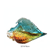 Modern Design Glass Conch Shell Figurine Artistic Piece Tabletop Sculpture Gradient Color House Decoration Lustrous Finish for Office