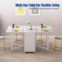 Folding Dining Table, Space-Saving Rectangular Table, Movable Buffet Cabinet, Modern Furniture for Small Apartments