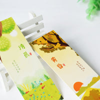 24 Solar Terms Hand-Painted Cartoon Bookmarks with Blank Back for DIY