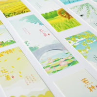 24 Solar Terms Hand-Painted Cartoon Bookmarks with Blank Back for DIY