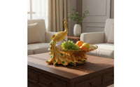 Gold-Plated Finish Peacock Fruit Bowl European Design Peacock Statue Candy Dish Light Luxury Design House Decoration Multi-Functional for Newlyweds, New Homeowners, Living Room, Housewarming Gift