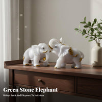2 Pieces Greenstone-Look Elephant Decoration Brings Wealth and Prosperity Elephant Statue Pair Good Fortune Perfect Gift