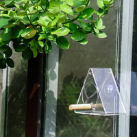 Acrylic Window Bird Feeder with Suction Cups or Hanging Chain, Transparent Triangle Design for Outdoor Bird Watching