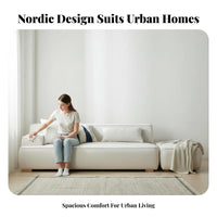 Modern Design Minimalist Fabric Sofa Latex Filling Couch Easy to Clean Household Furniture Stain-Resistant for Apartment Dwellers, Homeowners, Students, Living Room, Studio, Bedroom, Lounge Area