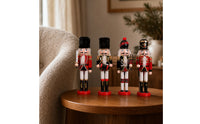 4 Pieces Traditional Wooden Nutcracker Tabletop Soldier Nutcracker Decorative Decoration Festive for Collectors, Mantel, Entryway