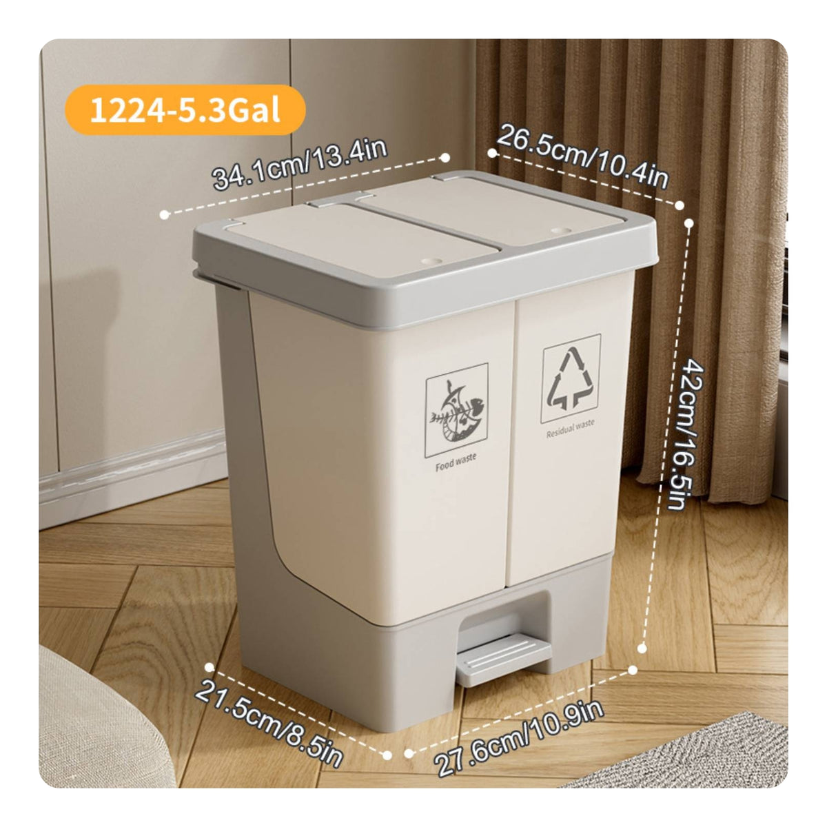 Plastic Trash Can with Foot Pedal Touchless Trash Can with Lid Easy to Clean Pedal Bin Hygienic for Kitchen