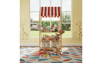Solid Wood Wooden Book and Toy Display Child-Friendly Design Pretend Play Market Stand Encourages Tidying Market Stall Toy Shelf Develops Creativity for Toddlers, Playroom, Nursery