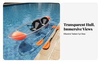 Transparent Kayak Underwater Viewing 2 Person Transparent Boat Impact Resistant Transparent Kayak for Couples, Photographers, Sightseeing, Photography