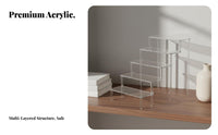 Surprise Box Organizer Rack Space Saving Tiered Figurine Stand Clear Step Display Shelf Easy to Clean Acrylic Display Riser