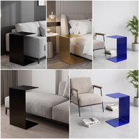 Minimalist C-Shaped Side Table Slim Metal Side Table Small Low-Height for Living Room