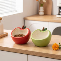 2 Pieces Cat Food Bowl Cute Ceramic Bowl with Cat Ears Glazed for Feeding Mat