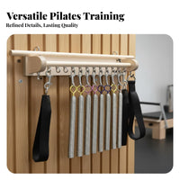 Pilates Spring Hanging Rack Solid Wood Construction Exercise Wall Unit Space-Saving Pilates Apparatus Spring Bar for Home Gym Users, Beginners, Garage