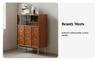 Vintage Modern Sideboard Sturdy Construction Solid Wood Buffet Cabinet Easy Assembly Retro Multi-Drawer Storage Cabinet for Dining Room, Bedroom