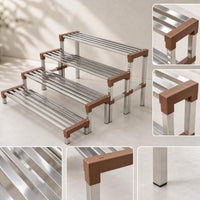 Stainless Steel Multi-Tier Plant Stand Floor-Standing Flower Pot Rack for Balcony Garden Outdoor Indoor