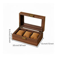 Glass Lid Watch Box Wood Grain Watch Display Box Rigid Construction