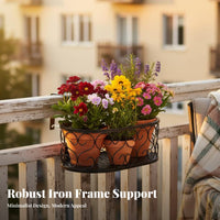 Space-Saving Balcony Railing Planter Box Easy Installation Hanging Planter Basket Anti-Rust Plant Holder Sturdy for Apartment Dwellers, Decor fans, Homeowners, Indoor, Fence, Patio, Porch