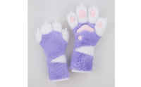 Feline Paw Gloves Soft Shaggy Paw Mitts Gloves Warm for Adults