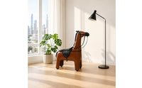 Padded Horse-Shaped Stool Upholstered Horse Stool Leather-Like Household Furniture Black for Indoor