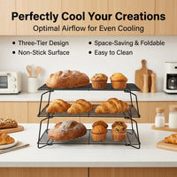 Foldable Cooling Rack for Cakes, Lattice Pattern Cooling Rack, Nonstick Heavy Duty Cookie Cooling Rack for Baking, Matte Black Rust Resistant