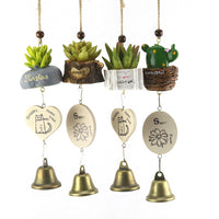 Creative Potted Succulent Japanese Resin Ornament Car Wind Chime Bell Birthday Gift