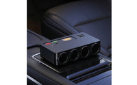 Digital Expansion Socket Compatible Car Charger with Volt Meter Safe Multi-Port Charging Hub Matte for Rideshare Drivers, Cars