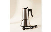Stainless Steel Electric Stovetop Espresso Maker Pot Food-Grade Electric Espresso Maker Compact Stovetop Espresso Maker Pot with Plug Easy to Use for Students, Kitchen, Office, Apartment