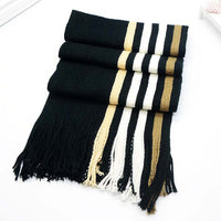 Men's Plaid Striped Solid Color Wool Knit Scarf for Autumn Winter