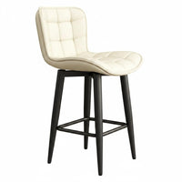 Ergonomic Backrest Swivel Counter Stool Scratch Resistant Material Upholstered Bar Stool Wide Seat Design Tufted High Chair for Dining Room
