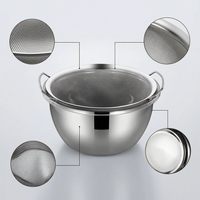 Stainless Steel Strainer Bowl with Lid for Kitchen, Multi-purpose Washing and Draining Basket