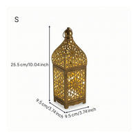 Tabletop Lantern with LED Light Warm Glow Metal Lantern Vintage Decor Decorative for Festive Displays