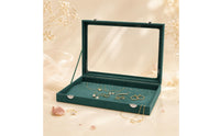 Transparent Cover Velvet Jewelry Box Metal Clasp Display Jewelry Box Flocked Textile Accessory Storage Rectangular