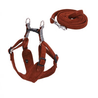 Vest Style Harness and Leash Set for Outdoor Walking, Suede Dog Vest Harness for Small Medium Dogs and Cats, Non-Retractable Dog Walking Leash