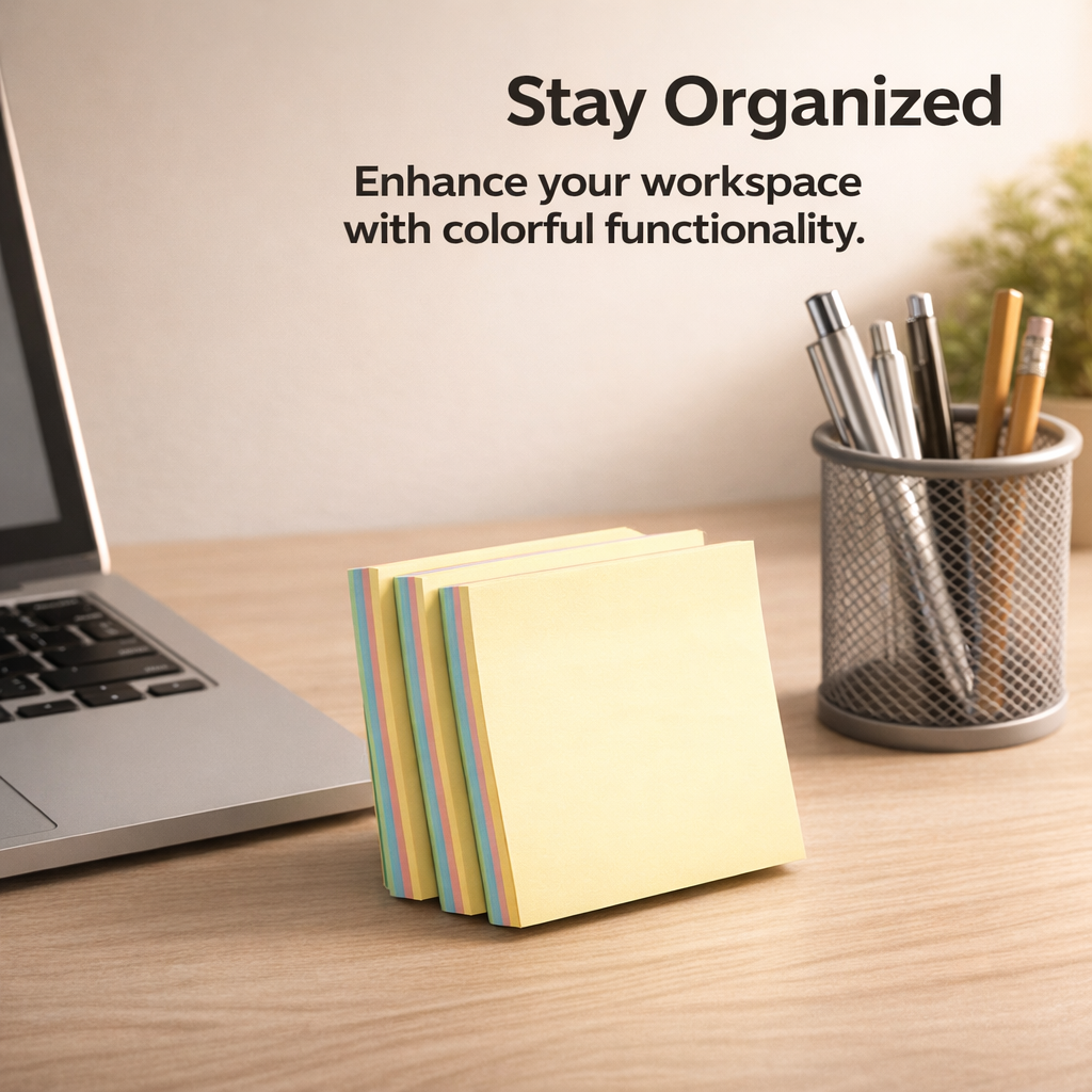 Shaped Sticky Notes 3x3 Inches, Colorful Self for Students, Individually Wrapped Studying Essentials for Reminders