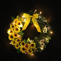 Sunflower Christmas Wreath PVC Simulation Garland for Front Door Decoration