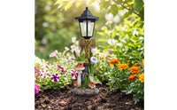 Welcome Statue with Hummingbirds Outdoor Garden Ornament with Solar Lantern