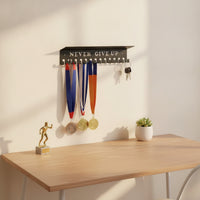Black Medal Hanger with Shelf Heavy-Duty Medal Holder with Shelf Modern Simple for Athletes