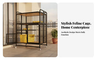 Foldable Cat Cage Spacious Interior Foldable Cat Enclosure Easy to Clean Wire Pet Enclosure for Apartment Dwellers, Balcony, Living Room, Bedroom