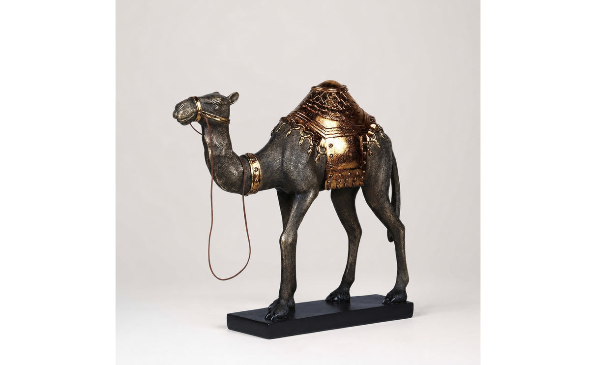 Camel Figurine on Base Bronze-Finish Camel Figurine Resin Decor for Home Stylists, Art Collectors, Living Room, Entryway, Bookshelf