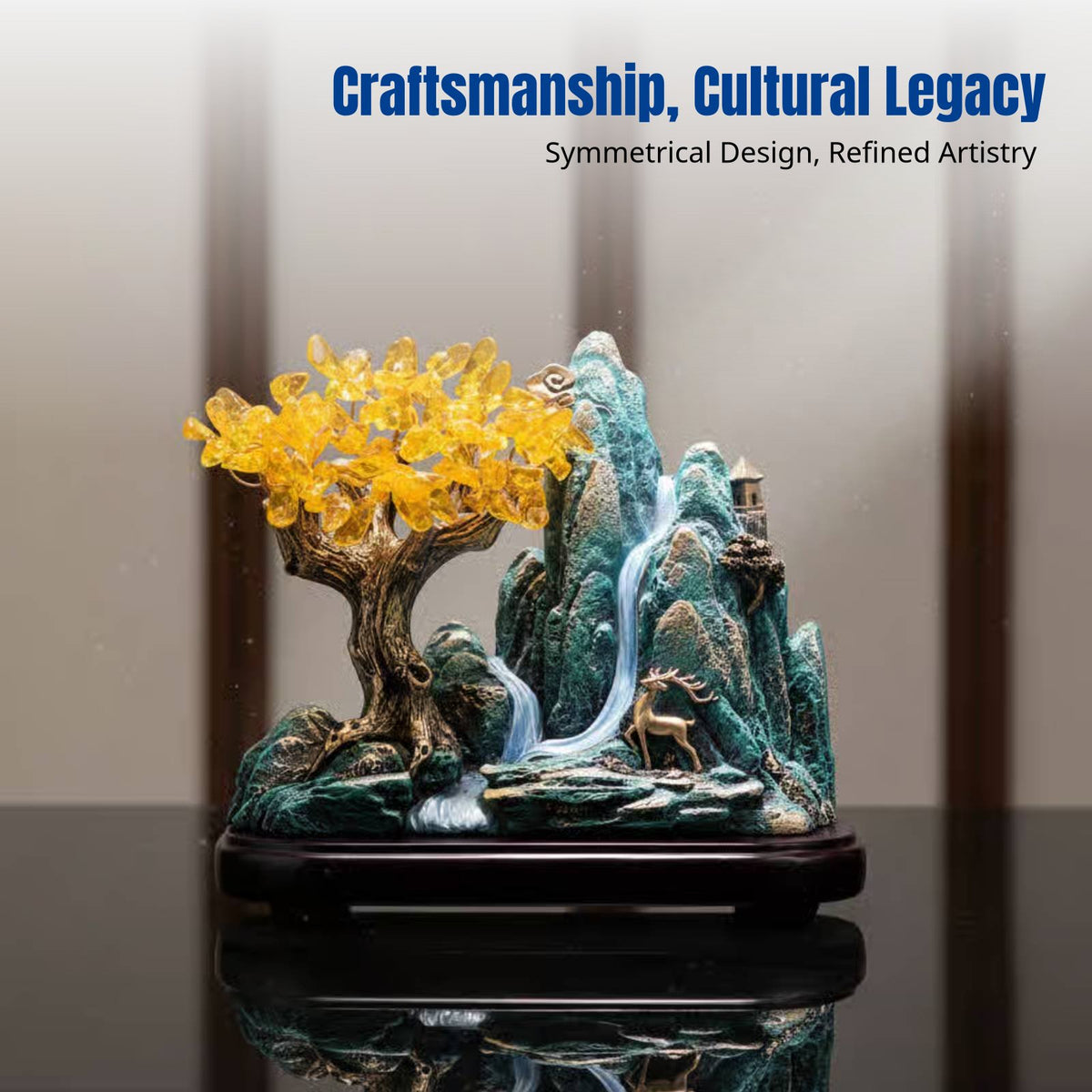 Modern Oriental Flowing Peak Resin Decoration, Home Decor for Living Room, Entryway, Study, Tea Table, TV Cabinet