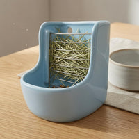 Metal Divider Hay and Feed Dish Glazed Ceramic Hay Rack Two-in-onePurpose Grass Rack with Basin Horizontal Rods