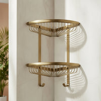 Double-Layer Shower Shelf Fan-Shaped Washroom Shelf with Two Tiers Space-Saving
