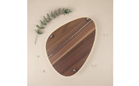Walnut and Steel Decorative Tray Modern Design Modernist Wood Fruit Tray Home Decor for Living Room, Kitchen Counter