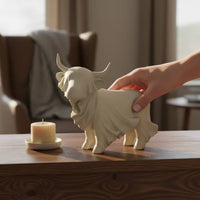 Halloween Highland Cow Ghost Statue Spooky Cow Ghost Figurine Rustic Statue with Drape Whimsical for Tabletop