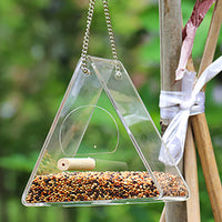 Acrylic Window Bird Feeder with Suction Cups, Outdoor Round Hanging Bird Feeder for Garden